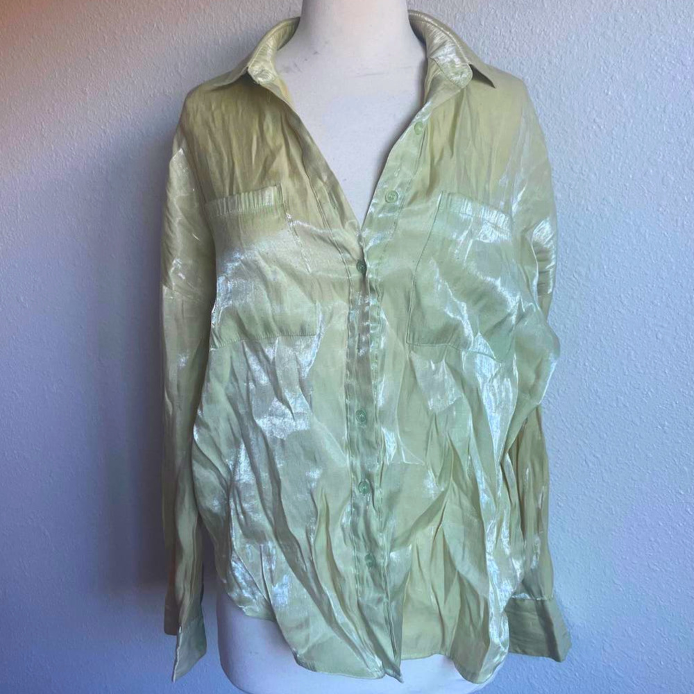Light Sage Green Iridescent Button Up